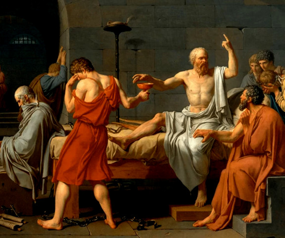 A morte de Sócrates pintura de Jacques-Louis David, de 1787. Sucesso no ENEM