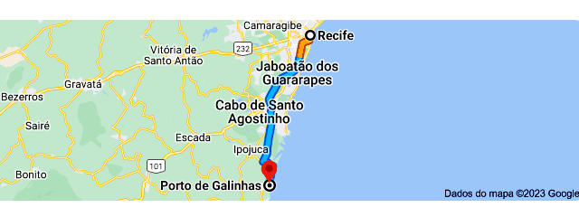 Do Recife a Porto de Galinhas &copy; Google